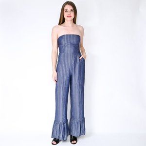 AMANDA UPRICHARD Ebony Jumpsuit Metallic Striped NWT
